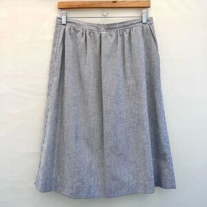 Evan Picone Women's Knitted A-Line Stripe Knee-length Blue & White Skirt Size 14